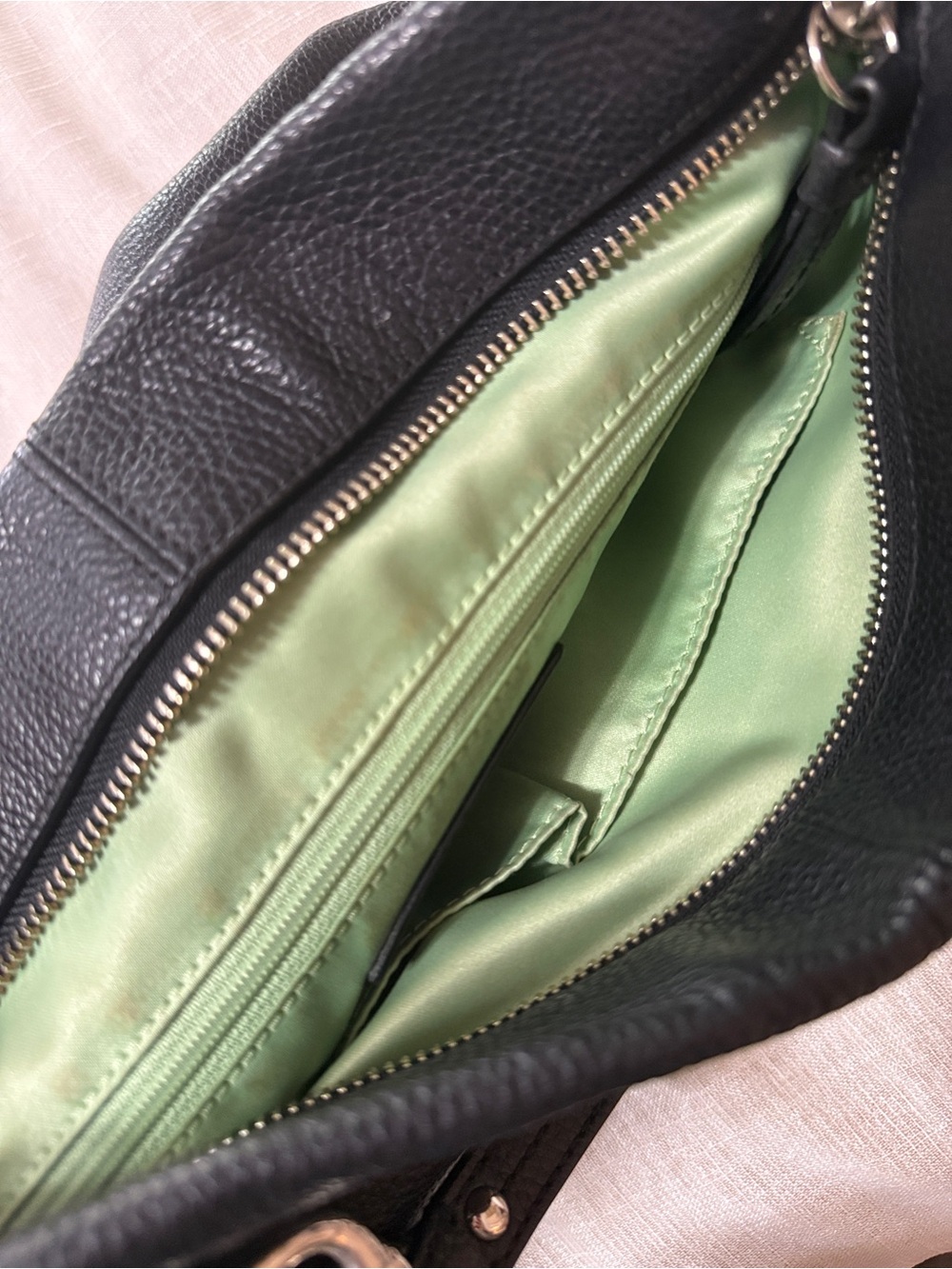 Coach Black Pebbled Leather Shoulder Bag with Chain Details - Picture 9 of 11